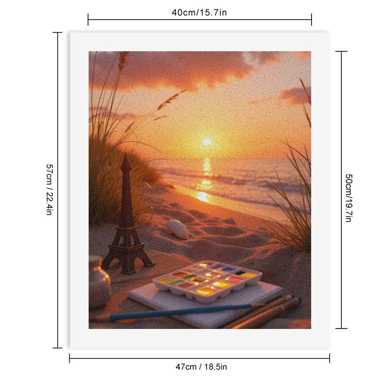Paint By Numbers Kit for Adults Beginner - Sunset Beach Art Supplies Relaxation DIY Canvas Painting Kits for Adults, Frameless Paint By Number for Adults for Home Wall Decor 16x20 Inch