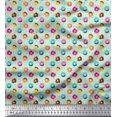 thumbnail image 1 of Soimoi Green Poly Georgette Fabric Donuts Food Print Fabric by Yard 42 Inch Wide, 1 of 5