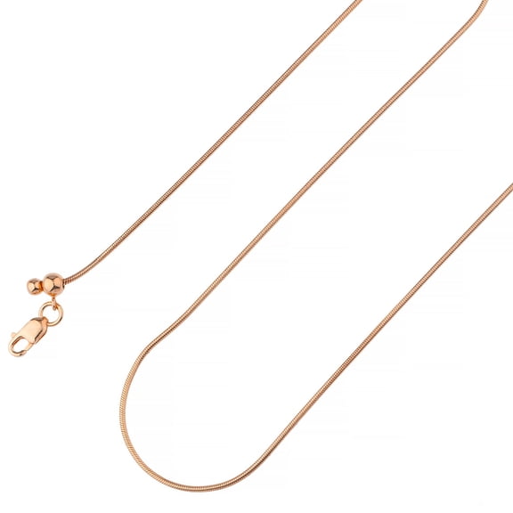 925 Sterling Silver, Adjustable Round Snake Rose Gold Plated Chain 1.5mm Necklace - Hypoallergenic and Tarnish Resistant - By Oliver & Navy