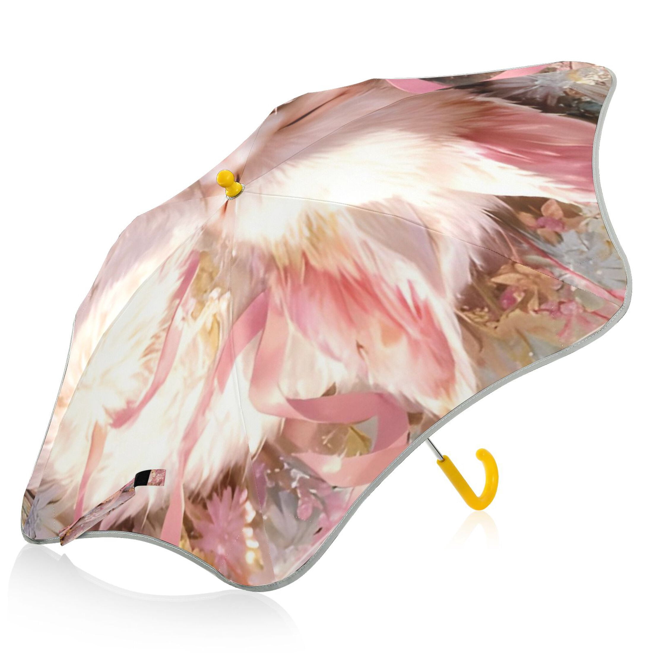 BZSMCE Folding Umbrellas Rain & UV Protection Windproof In Blush Cat’s Floral Nap Pattern