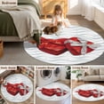thumbnail image 5 of Large Round Rug 8Ft Washable Non-Slip, Valentine's Day Circle Area Rugs for Living Room Bedroom, Red Love Gift Box Abstract Dots Stripes Indoor Floor Mats Carpet Runner for Home Decor, 5 of 8