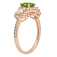 thumbnail image 4 of 1.46 ct Round Cut Natural Peridot 3 Stone 14K Rose Gold Womens Engagement Ring, 4 of 6