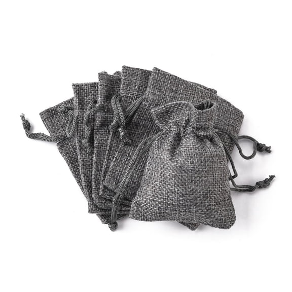 50pc Burlap Packing Pouches Drawstring Bags Gray 9x7cm