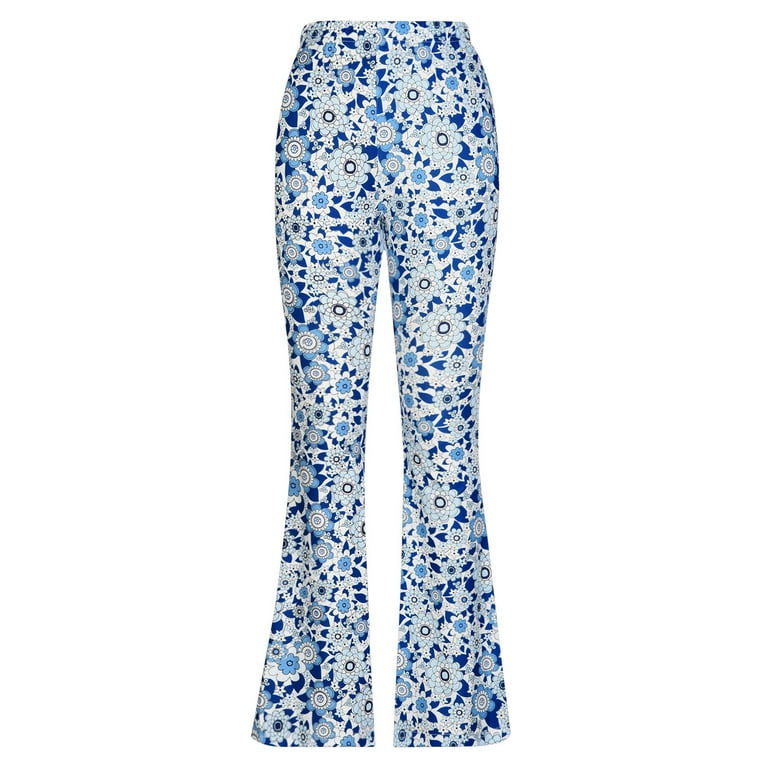 YWDJ Bell Bottom Pants for Women 70s Leggings High Waist High Rise Flared  Bell Bottom Casual Summer Printed Long Pant Pants A Popular Choice for  Everyday Wear Work Casual Event 21-Blue XL 