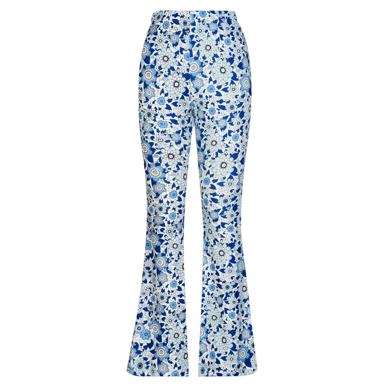 YWDJ Bell Bottom Pants for Women 70s Leggings High Waist High Rise Flared  Bell Bottom Casual Summer Printed Long Pant Pants A Popular Choice for  Everyday Wear Work Casual Event 21-Blue XL 