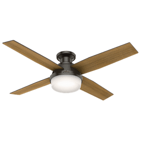 Hunter 44 Dempsey Low Profile With Light Fresh White Ceiling Fan With Light With Handheld Remote