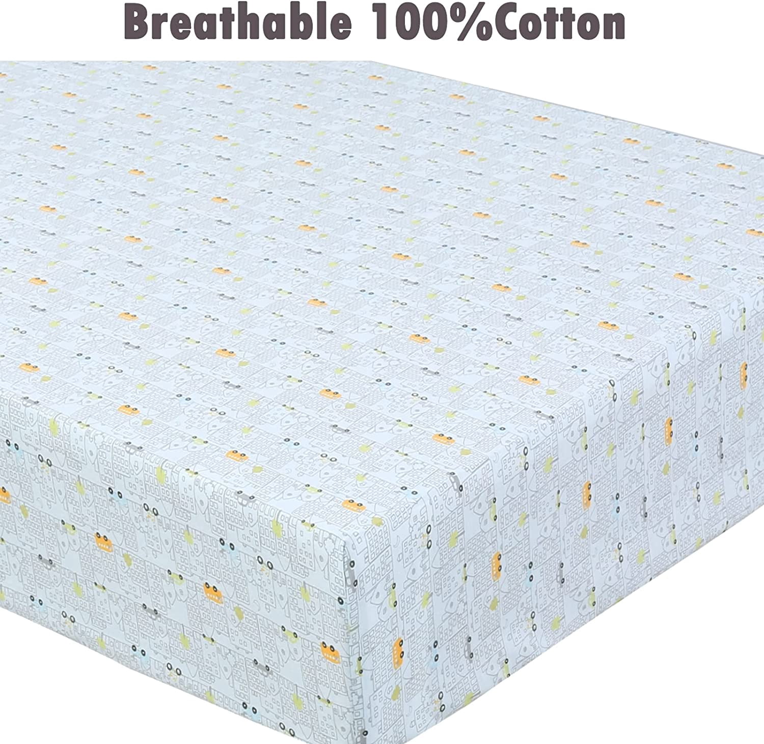 Danica 100% Cotton Fitted Baby Crib Sheet 3 Pack for baby Boys Girls |Standard Crib And Toddler Mattress Sheets | 28x52 Inch (3PK, Transportation)