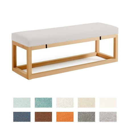 

Bench Cushions Long Chair Seat Pad With Buckles Zipper Sofa Linen Pillow Non-slip Detachable Garden Bench Sofa Swing Patio Bay Window Shoe Box Dining Room Cushion-130x40x8cm(51x16x3in)-beige 10