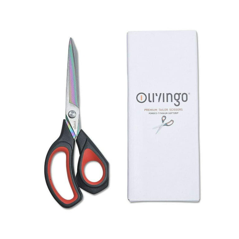 LIVINGO Industrial Scissors Heavy Duty: 9 Professional Multipurpose Shears  Sharp Stainless Steel - Forged Titanium Coated Scissors for Fabric Sewing