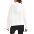 thumbnail image 3 of ATHLECHIC Womens Cropped Hoodie Oversized Sweatshirts Side Slits Half Zip Fall Outfits S White, 3 of 5