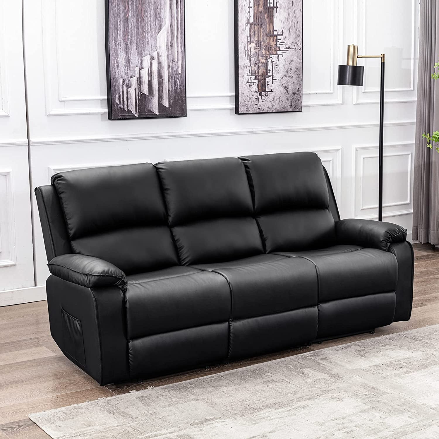 COMHOMA PU Leather Recliner Sofa Set Living Room Motion Sofa Recliner