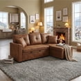 thumbnail image 3 of Leumius L Shaped Sectional Sofa with Pull Out Bed and Storage Chaise, 3 Seater Sectional Couch Convertible Sofa Bed for Small Space, Apartment & Guest Room, Light Brown, 3 of 11