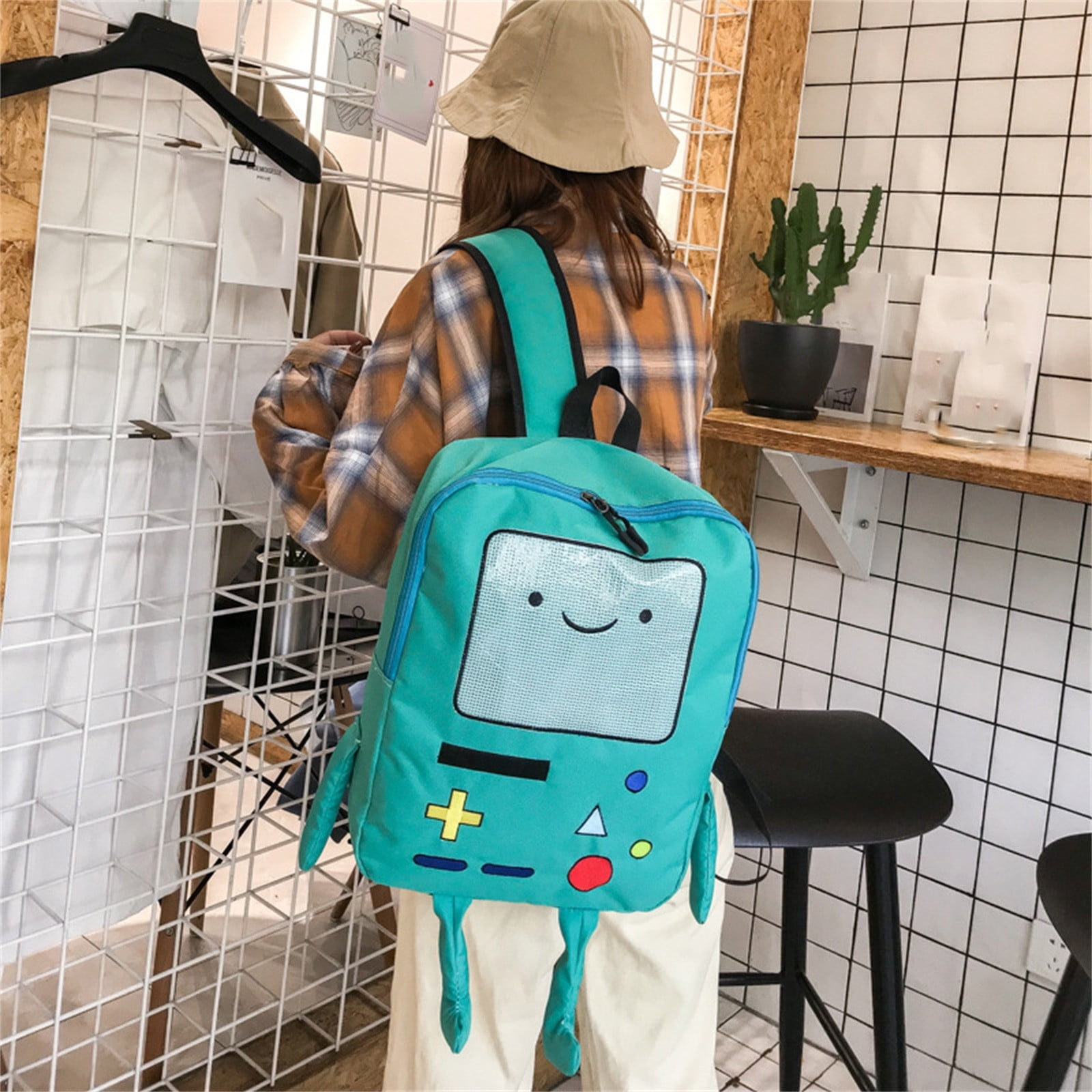 Adventure Time Backpack - 15.3 Inches BeeMore Cartoon Robot Travel Laptop Cute Backpack Adventure Trip Backpack Water Resistant College Computer Bag Gift for Men & Women (Blue)