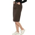 thumbnail image 4 of INSPIRE CHIC Women's Denim Skirt High Waist Raw Hem Knee Length Wrap Jean Skirts Dark Brown XS, 4 of 6