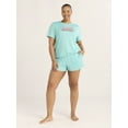 thumbnail image 3 of Joyspun Women's Short Sleeve Top and Shorts Pajama Set, 2-Piece, Sizes XS-3X, 3 of 7