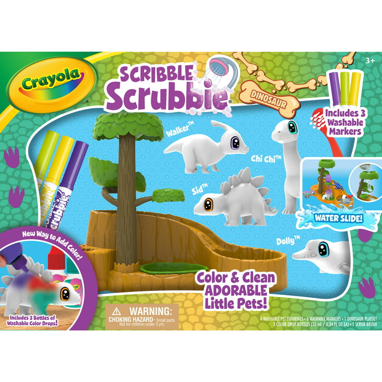 Crayola Scribble Scrubbie Pets Dinosaur Waterslide, Dinosaur Toys, 3  Washable Markers, Holiday Gifts for Kids, Kids Toys, 3+ in 2023