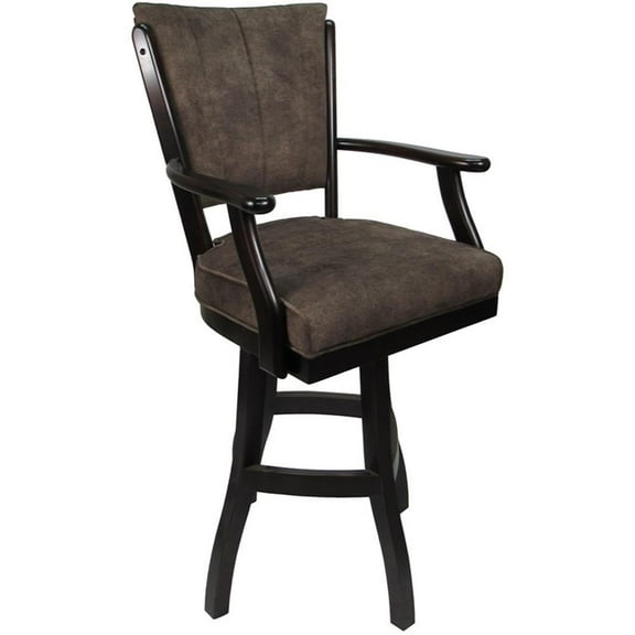 Classic Swivel Wood Counter Stool 26" Seat - Negev Brown Fabric - Dark Walnut