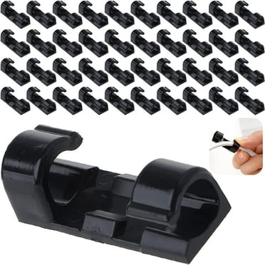 Cable Clips, 40Pcs Adhesive Wire Clips, Durable Multifunctional Cord Holder Wire Organizer, Premium Sticky Acrylic Glue Cord Clips for Home Office Car TV PC Laptop Desktop Management (Black)