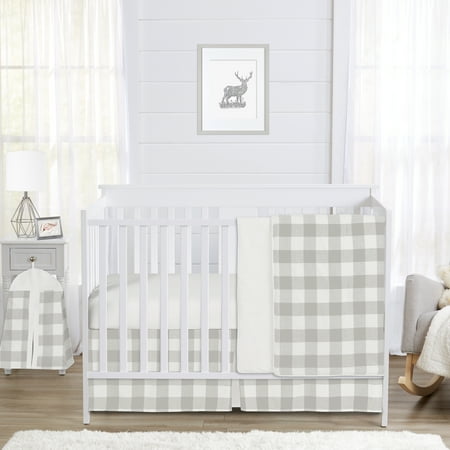 UPC: 0846480068150 | Buffalo Check Grey and White 4 Piece Crib Bedding
