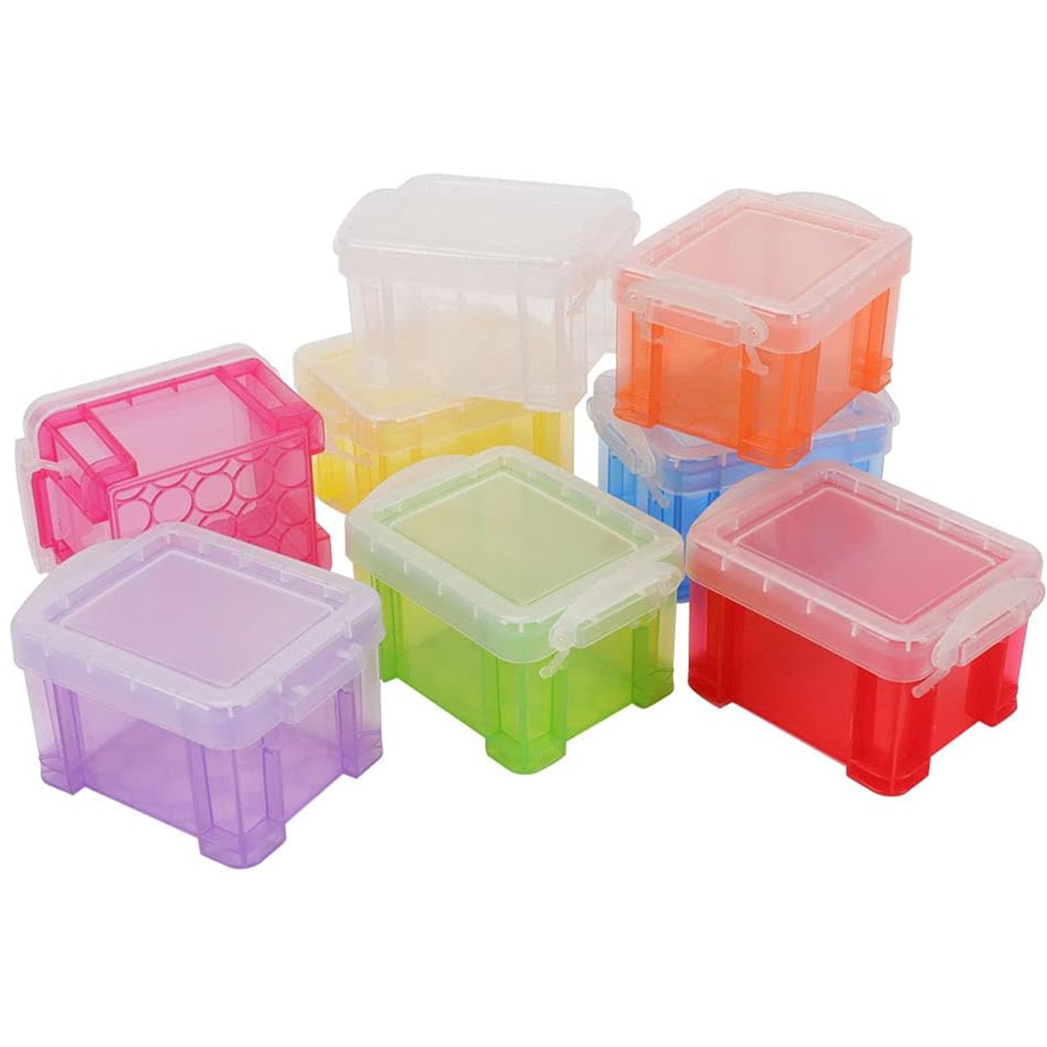 Small Plastic Box, Stackable Mini Plastic Storage Box with Lid