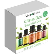 Viva Doria Food Grade Citrus Essential Oils, 5 Essential Oils (Lemon, Lime, Orange, Bergamot, Grapefruit), 5pcs/0.5 fl Oz Bottles