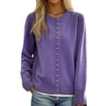 thumbnail image 2 of HOMBOM Purple Sweaters for Women Cardigan Button down Crew Neck Long Sleeve Winter Ladies Cardigans Slouchy, 2 of 3