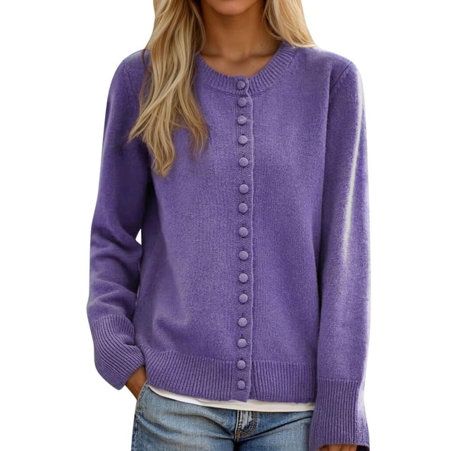 HAiming Cardigan Sweater Women Casual Long Sleeve Button down Lightweight Soft Solid Color Fall Winter Trendy Clothes