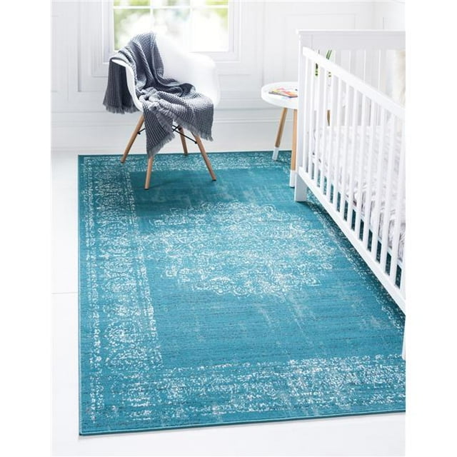 Unique Loom 3149297 5 ft. x 7 ft. 9 in. Traditional Aarhus Rectangular Rug, Teal