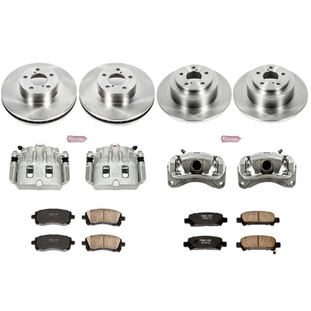 PowerStop Front and Rear Stock Replacement Brake Pad and Rotor Kit with Calipers Fits: SUBARU Select Models KCOE2749