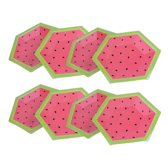 ACDANC 16PCS Disposable Fruit Party Cake Plates Watermelon Pattern Paper Dishes Tableware for Birthday Carnival