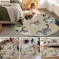 thumbnail image 5 of Round Rugs 4 Ft, Cute Cat Non Slip Area Rugs for Kitchen Bedroom Entryway, Navy Blue Beige Vintage Animal Washable Carpet Runner Rug Floor Mats for Bedroom Home Decor, 5 of 8