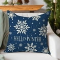 thumbnail image 4 of Hello Winter Snowflake Christmas Pillow Cover 18x18 Inch Navy Blue Christmas Decorations Holiday Decorative Throw Pillow Case for Home Living Room Bedroom Couch Décor, 4 of 6