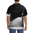 thumbnail image 3 of Fotbe Black White Fluid Sculpture Camisa Estampada de Manga Corta para Hombre, Casual de Verano, Estilo Playero, Sin Arrugas-Large, 3 of 5