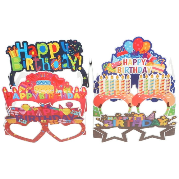 24pcs Birthday Party Glasses Props Happy Birthday Paper Glasses Party Favors