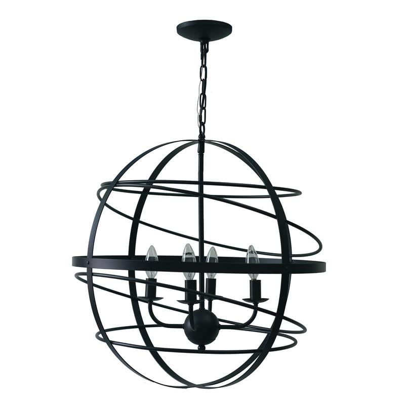 Yosemite Home Decor Vega 4 Light Orb Chandelier In Matte Black Finish Com Decor Vega 4 Light Orb Chandelier, Black Orb Chandelier Light