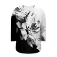 thumbnail image 5 of MLQIDK Plus Size Tops for Women 4x-5x Sexy 3/4 Sleeve Blouses Floral Graphic Tees V Neck Shirts Large Casual Tunics Blouses Black 2XL, 5 of 6