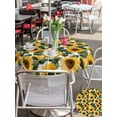 thumbnail image 5 of Outdoor Tablecloths with Umbrella Hole & Zipper, Sunflower Round Tablecloth 54 Inch, Vintage Spring Floral Botanical Yellow Green Waterproof Table Cloth, Patio/Pool/Picnic Table Covers, 5 of 8