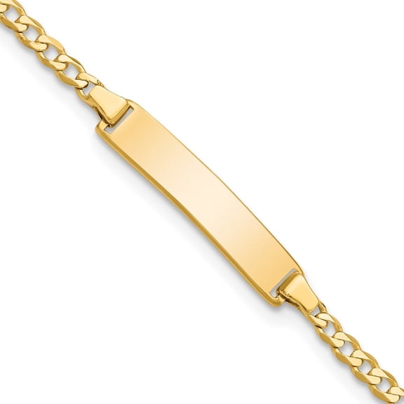 Auriga Fine Jewelry 14K Yellow Gold Flat Curb Link ID Bracelet 5.5inch for Women
