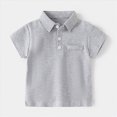 thumbnail image 2 of NIEWTR Childrens Polo Shirts for Boys Toddler Youth Short Sleeve Solid Tee Top Casual Soft Breathable Everyday Wear Sizes 2T-5T 4-12(B-Grey,12-18 Months), 2 of 4