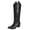 Pu-Black, variant on Suede Cowboy Knee High Boots Women Pointed Toe Chunky Heel Embroidered Western Cowgirl Boots