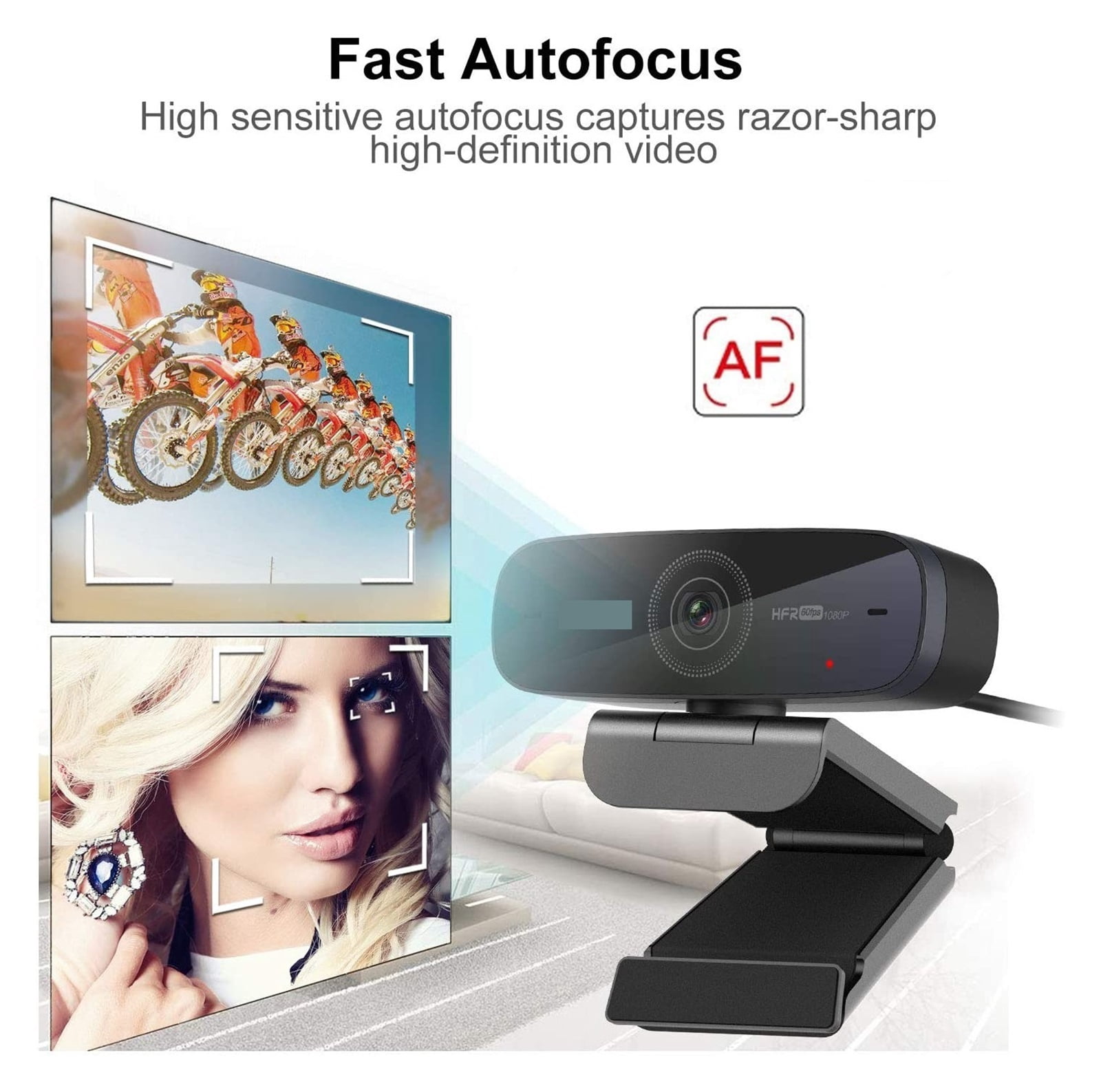 1080p 60Fps Auto Focus Webcam Full HD USB Camera Stream With Microphones For Conferencing, Live Streaming, Recording ,Full Clarity