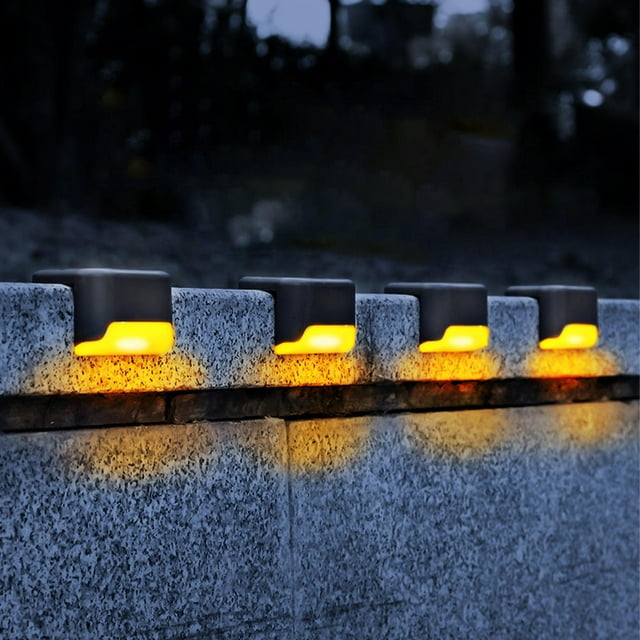 4pcs LED Solar Lights Deck Lights,Waterproof Automatic Decorative Outdoor Solar Wall Lights Step Lights for Deck, Patio, Stairs, Yard, Path and Driveway