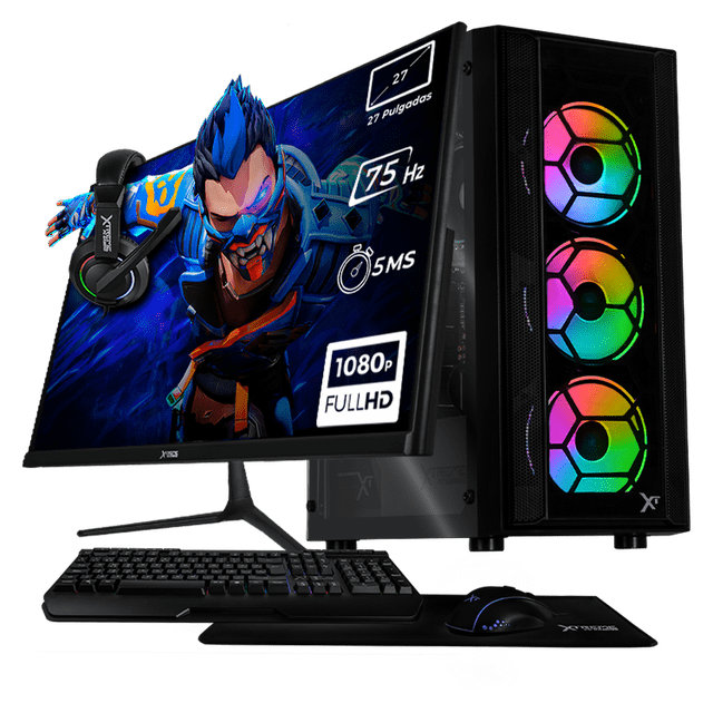 Xtreme PC Gaming AMD Radeon 760M Ryzen 5 8600G 16GB DDR5 SSD 1TB Monitor 27 75Hz WIFI Kronos Black