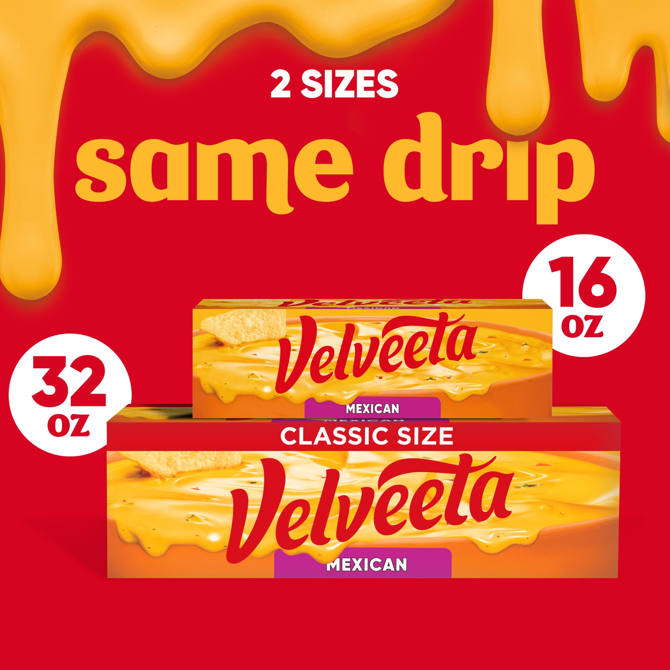 Velveeta Mexican Pasteurized Recipe Cheese Product with Jalapeno Peppers, 32 oz Block