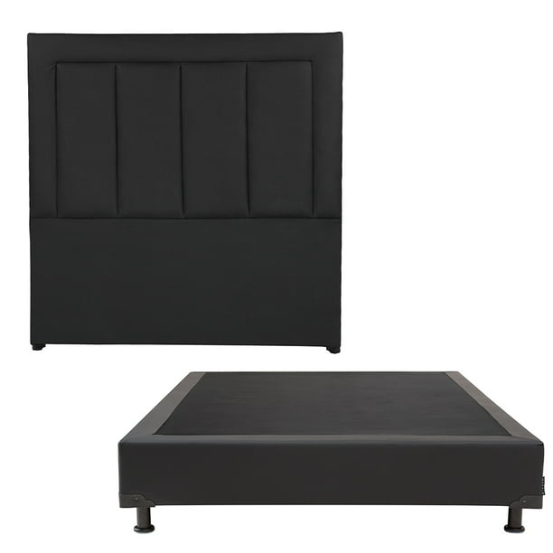 Box Base Cama Matrimonial + Cabecera Davos Negro