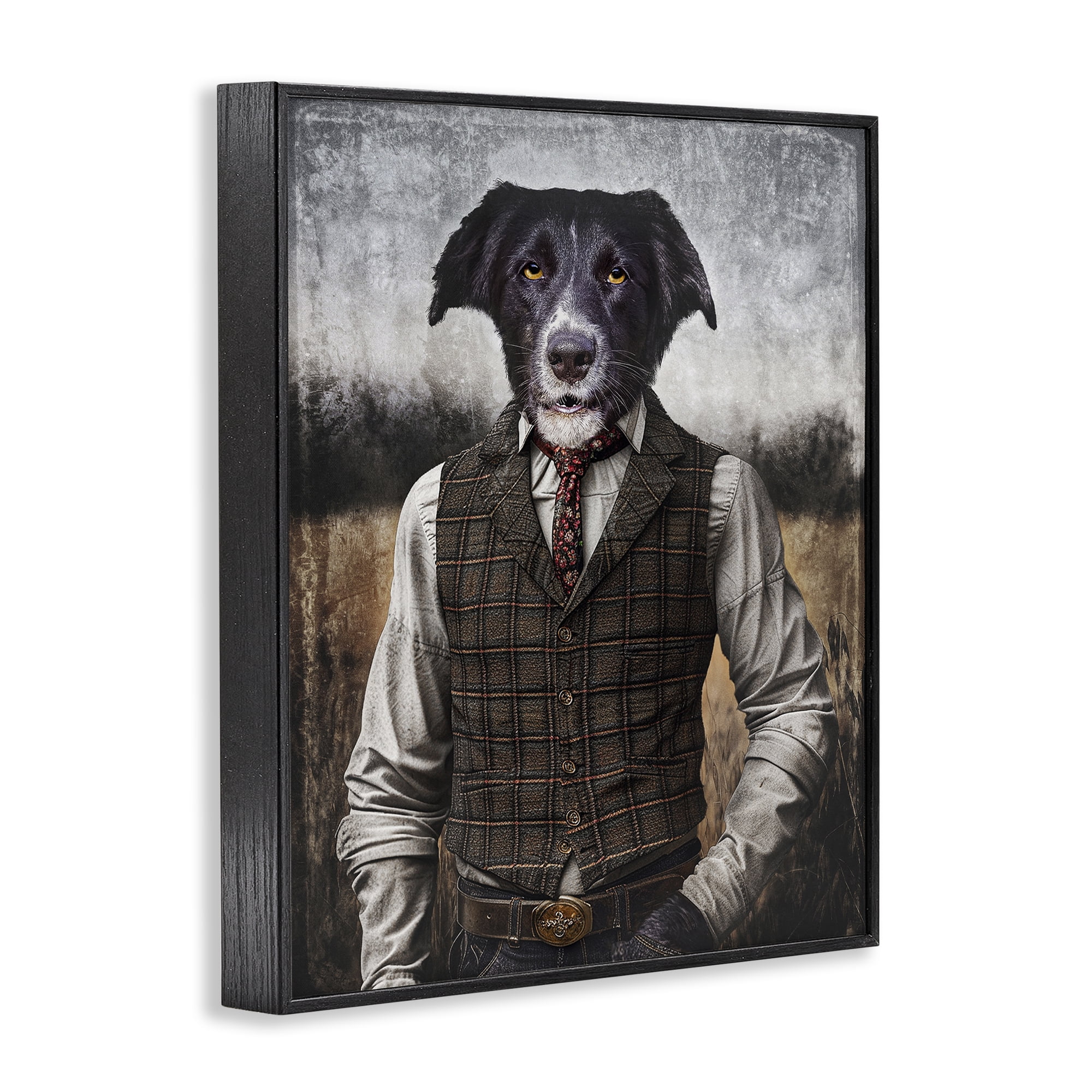 Stupell Industries Dog in Colonial Clothes Animals & Insects Painting Black Framed Art Print Wall Art, 11 x 14