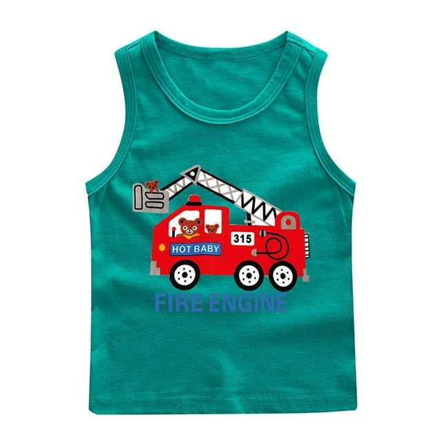 RXIRUCGD 2025 Vêtements d'Été pour Enfants Chemise de Base à Col Rond Sans Manches pour Garçons