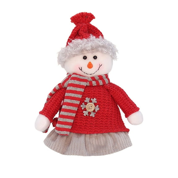 LSLJS Christmas Knitted Snowman Plush Doll, Christmas Decorations 9.8" Cute Snowman Stuffed Toys with Knitted Cloth & Hat Soft Xmas Holiday Ornaments for Desk Couch Sofa Party