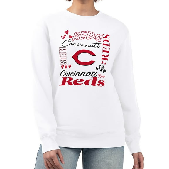 Women's G-III 4Her by Carl Banks White Cincinnati Reds Collage Team Graphic Fleece Pullover Hoodie