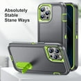 thumbnail image 4 of for iPhone 12 / 12 Pro Case with Kickstand, [10FT Military Drop Protection] Rugged Heavy Duty Hard PC+Soft Silicone Rubber Bumper Hybrid Triple-Layer Case for iPhone 12 / 12 Pro,
Gray+Green, 4 of 8